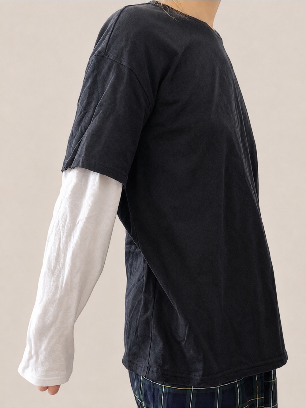 NWOT ORIGINAL USE Black White Layered Short + Long Sleeve Thermal T Shirt Medium - Picture 5 of 16
